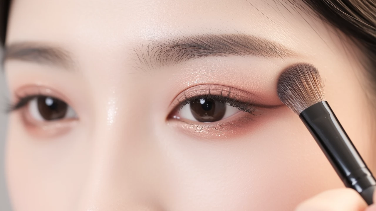 Step-by-step eye makeup application with a neutral palette, soft blending, natural daylight