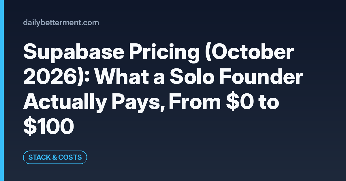 Supabase Pricing (October 2026): What a Solo Founder Actually Pays, From $0 to $100