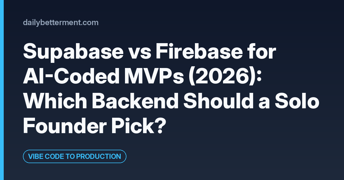 Supabase vs Firebase for AI-Coded MVPs (2026): Which Backend Should a Solo Founder Pick?