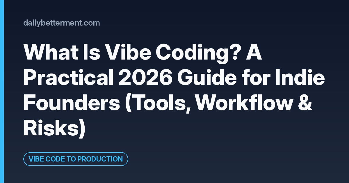 What Is Vibe Coding? A Practical 2026 Guide for Indie Founders (Tools, Workflow & Risks)
